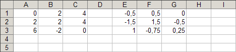 Macierz odwrotna - przykad w Excelu