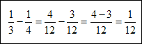 Odejmowanie uamkw zwykych ze sprowadzaniem do wsplnego mianownika - przykad
